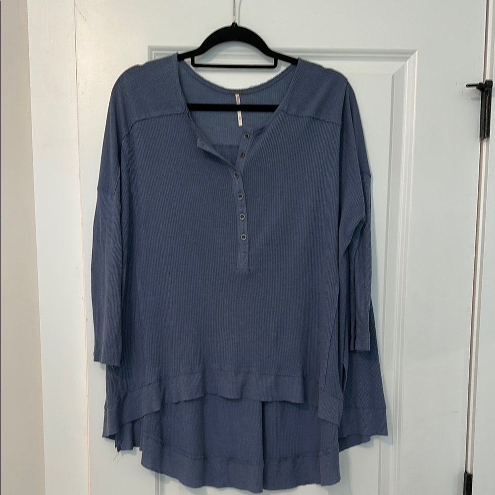 Free People oversize knit Blue Button-Up Top